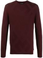 Emporio Armani Geometric-woven Knit Jumper - Red