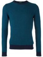 Zanone Crew Neck Jumper, Men's, Size: 48, Blue, Virgin Wool/angora