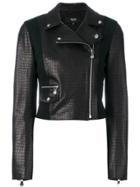 Versus Embossed Crocodile Effect Biker Jacket - Black