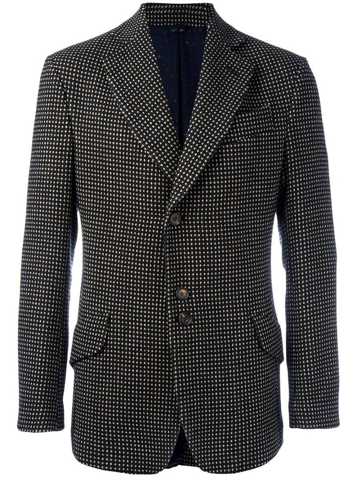 Vivienne Westwood Man Patterned Buttoned Blazer, Men's, Size: 52, Black, Cotton/viscose/virgin Wool