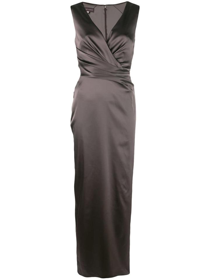 Talbot Runhof Draped Satin Long Dress - Brown