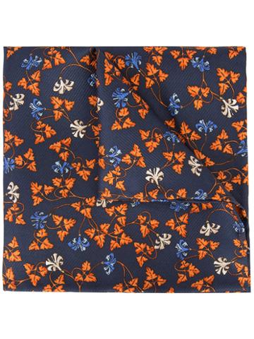 Simeone Napoli Floral Print Scarf, Men's, Blue, Silk