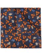 Simeone Napoli Floral Print Scarf, Men's, Blue, Silk