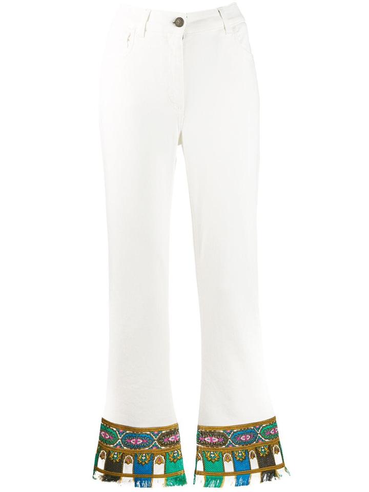Etro Embroidered Hem Straight-leg Jeans - White