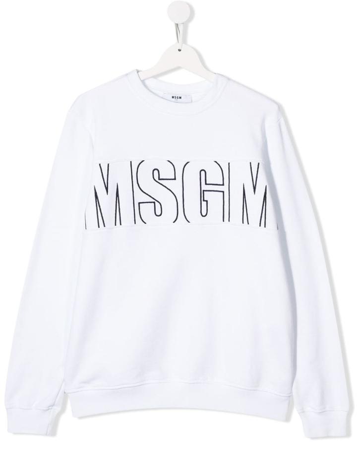 Msgm Kids Teen Graphic Logo Sweatshirt - White