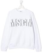 Msgm Kids Teen Graphic Logo Sweatshirt - White