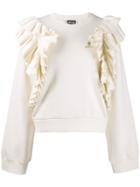Just Cavalli Ruffle Monogram Jumper - White