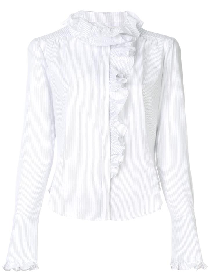 Faith Connexion Striped Ruffle Shirt - White