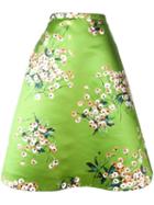Rochas Floral Print A-line Skirt, Women's, Size: 42, Green, Polyester