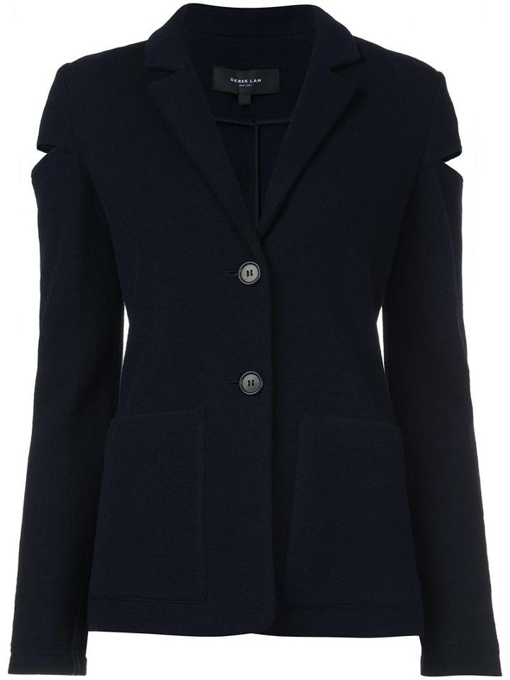 Derek Lam Cutout Detail Blazer, Women's, Size: 38, Blue, Virgin Wool