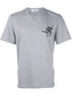 Msgm Logo Embroidery T-shirt, Men's, Size: Large, Grey, Cotton