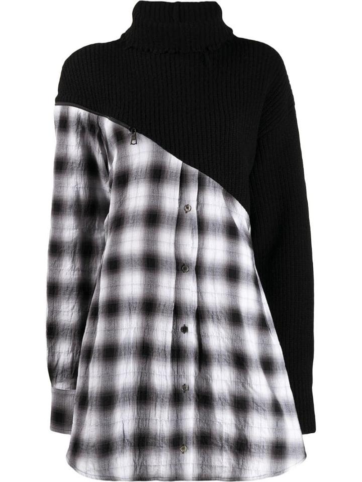 Unravel Project Contrast Sweater Dress - Black
