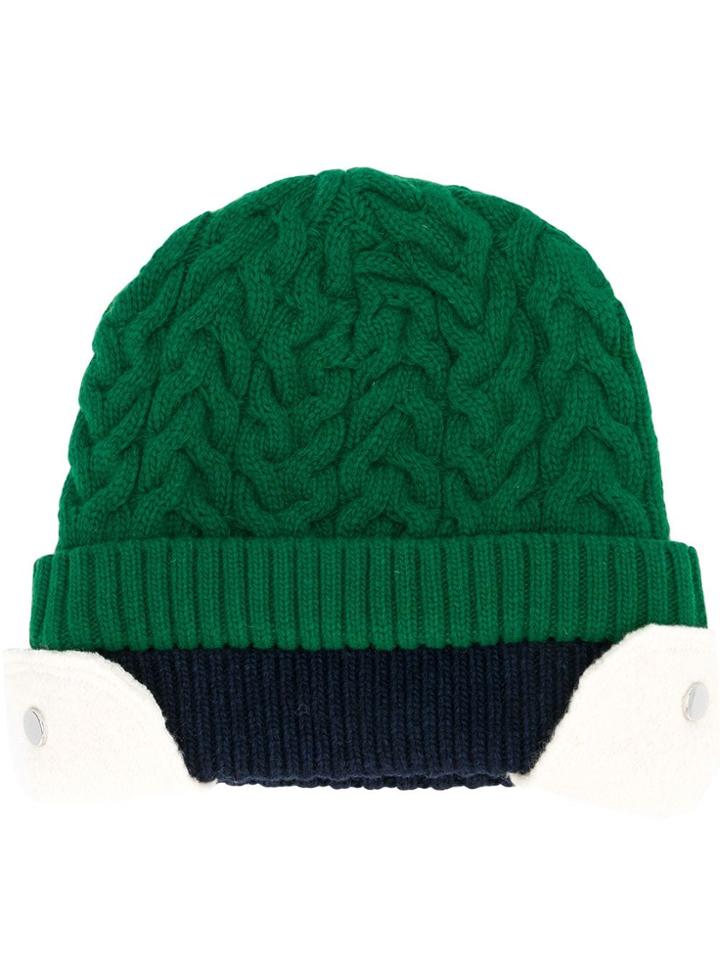 Sunnei Cable-knit Double Layered Beanie Hat - Green