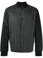 Rag & Bone Striped Bomber Jacket, Men's, Size: Large, Black, Wool/cotton/calf Leather/cotton