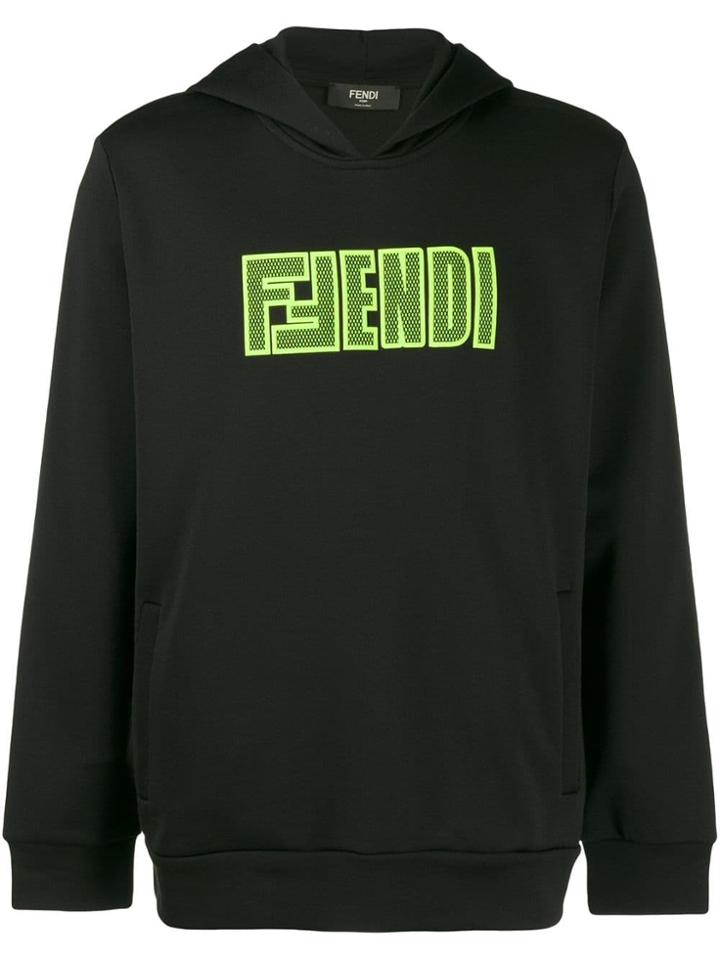 Fendi Mesh Logo Hoodie - Black