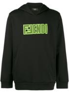 Fendi Mesh Logo Hoodie - Black