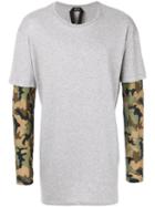 No21 - Double Layer Camouflage Print T-shirt - Men - Cotton - S, Grey, Cotton