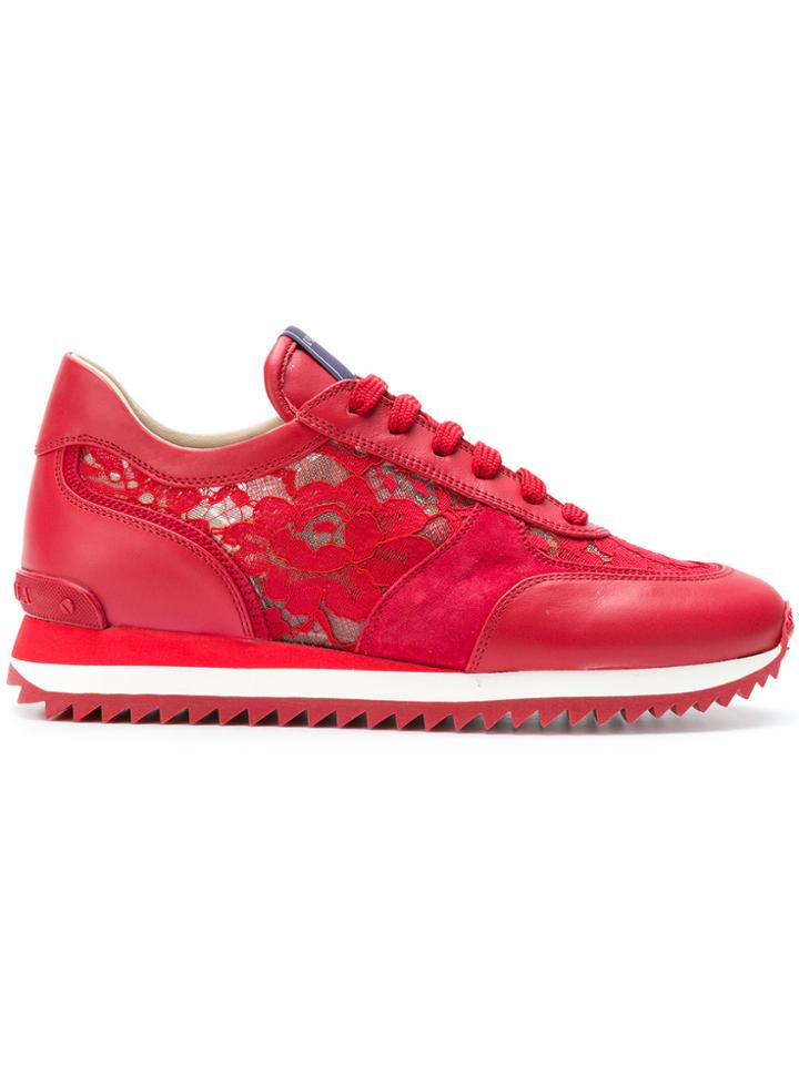 Le Silla Lace-panelled Sneakers - Red