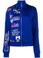 Filles A Papa Printed Track Jacket With Popper Sleeves - Blue