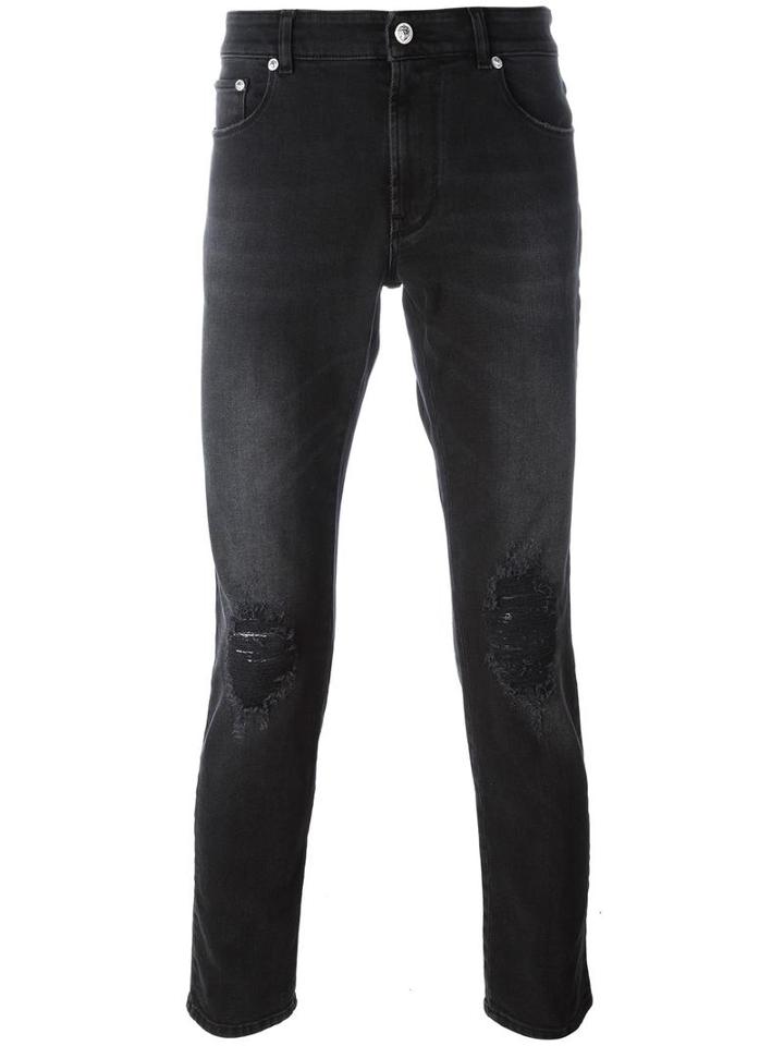 Versus Embroidered Pocket Jeans, Men's, Size: 32, Black, Cotton/spandex/elastane/viscose