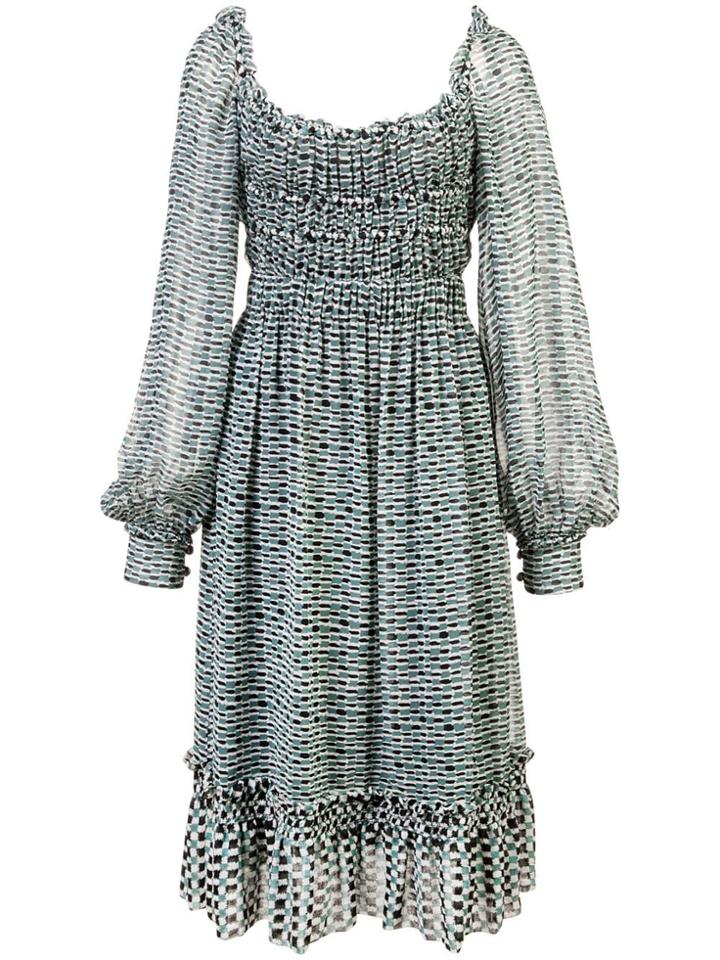 Proenza Schouler Crepe Chiffon Square Neck Dress - Black