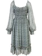Proenza Schouler Crepe Chiffon Square Neck Dress - Black