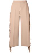 Msgm Fringed Cropped Trousers - Nude & Neutrals