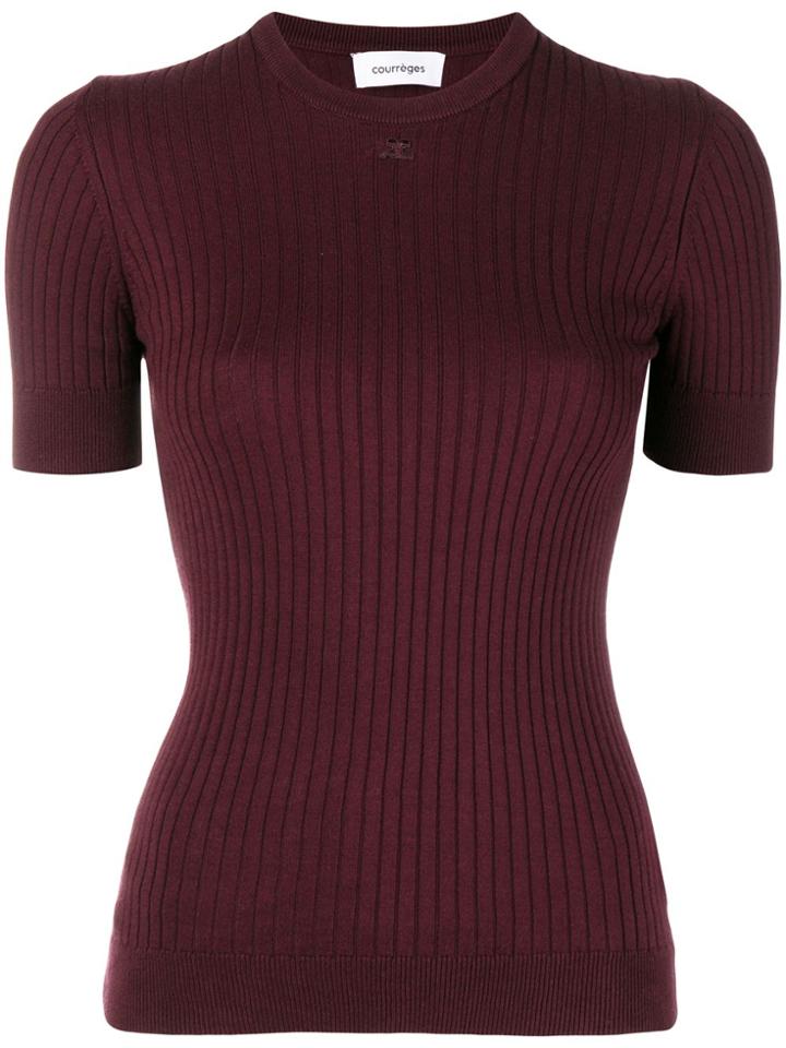Courrèges Rib Knit Fitted Top - Red