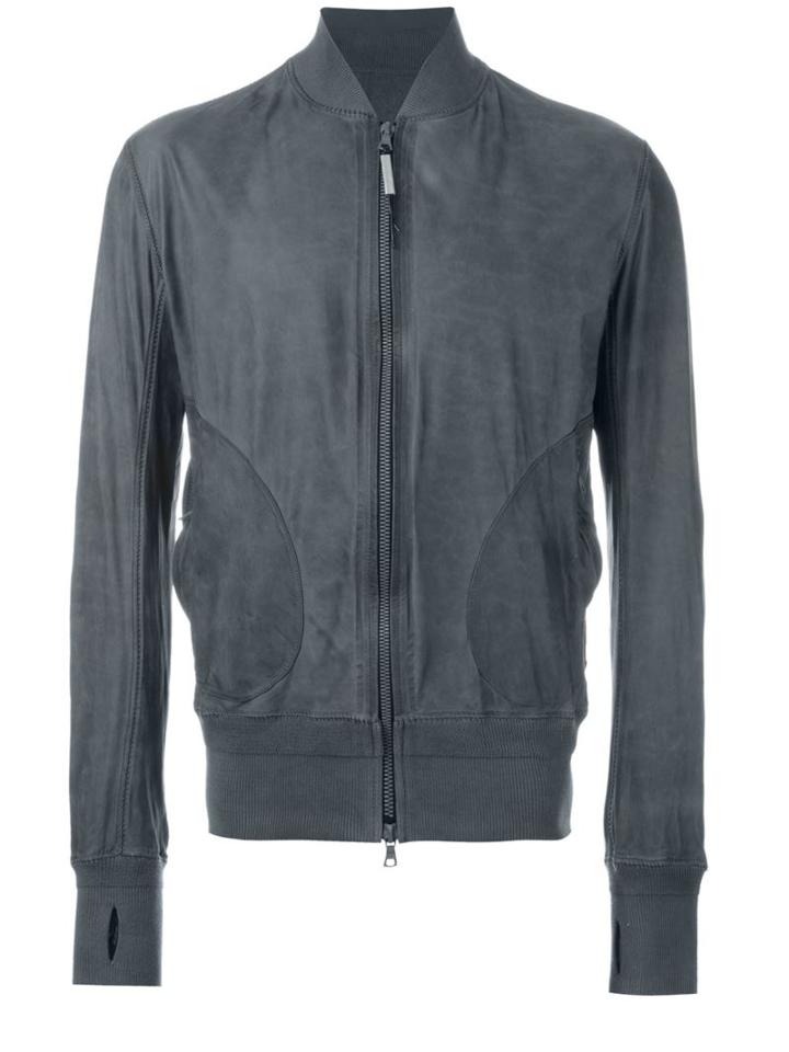 Isaac Sellam Experience Thumb Hole Jacket, Men's, Size: Large, Grey, Cotton/calf Leather