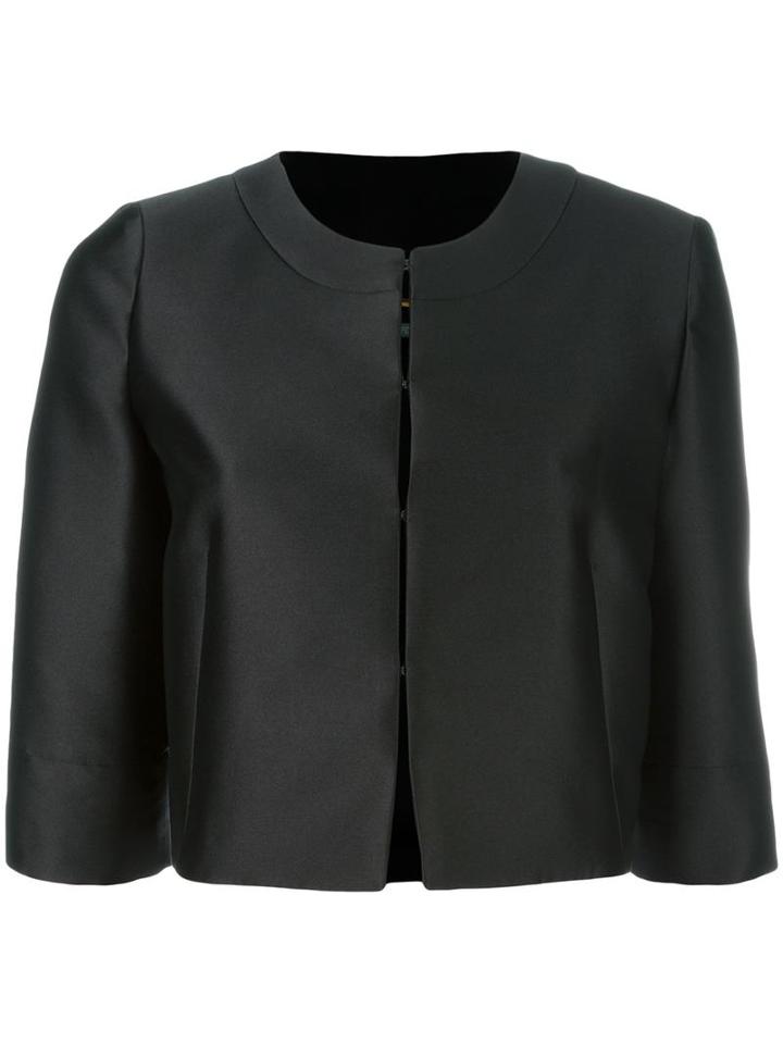 Alberta Ferretti Three-quarters Sleeve Cropped Jacket, Women's, Size: 44, Black, Polyester/silk/acetate/rayon