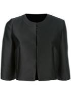 Alberta Ferretti Three-quarters Sleeve Cropped Jacket, Women's, Size: 44, Black, Polyester/silk/acetate/rayon