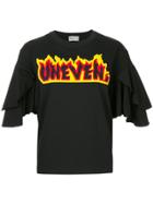 Kolor Embroidered Ruffle Sleeve T-shirt - Black