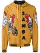 Dolce & Gabbana Samba Rooster Print Jacket, Men's, Size: 52, Yellow/orange, Polyester