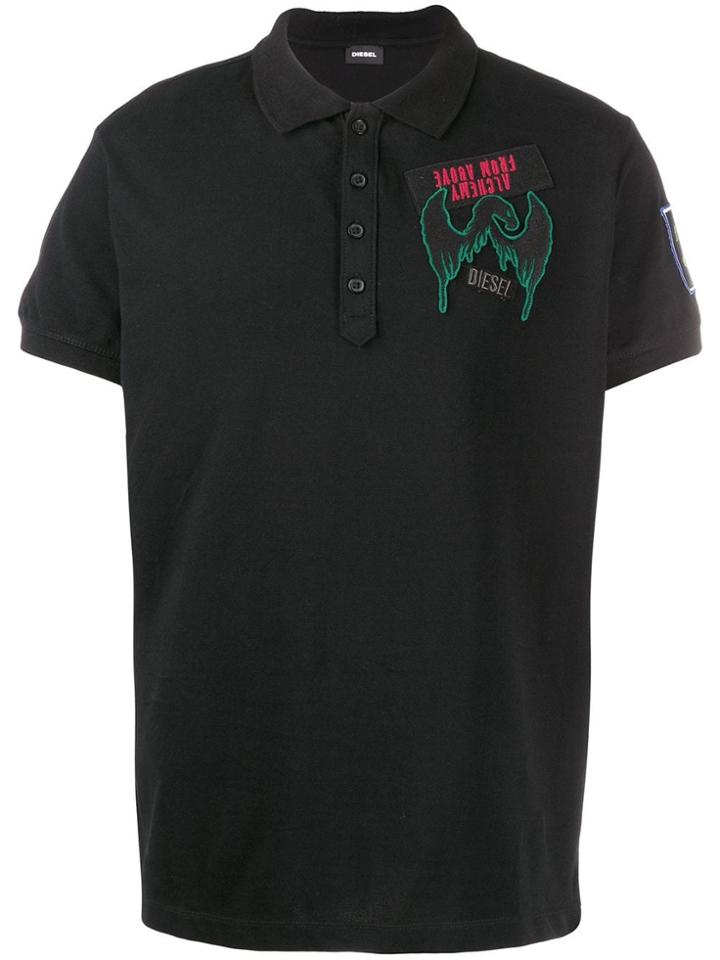 Diesel Embroidered Patch Polo Shirt - Black