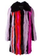 Versace Oversize Fur Stripe Coat - Multicolour