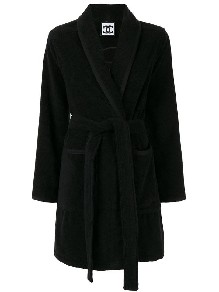 Chanel Pre-owned Belted Robe Coat - Black