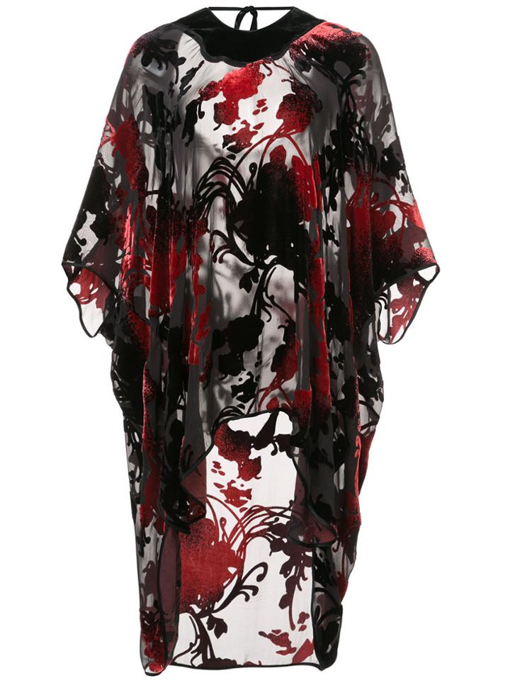 Natori Burnout Draped Kaftan - Red