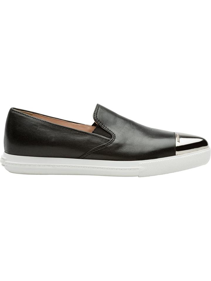 Miu Miu Pointed Toe Slip-on Sneakers - Black