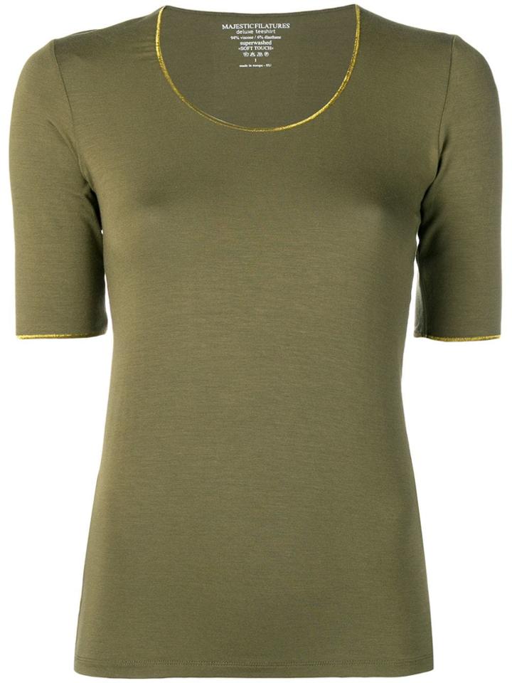 Majestic Filatures Contrast Trim Top - Green