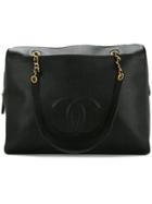 Chanel Vintage Cc Chain Jumbo Shoulder Bag - Black