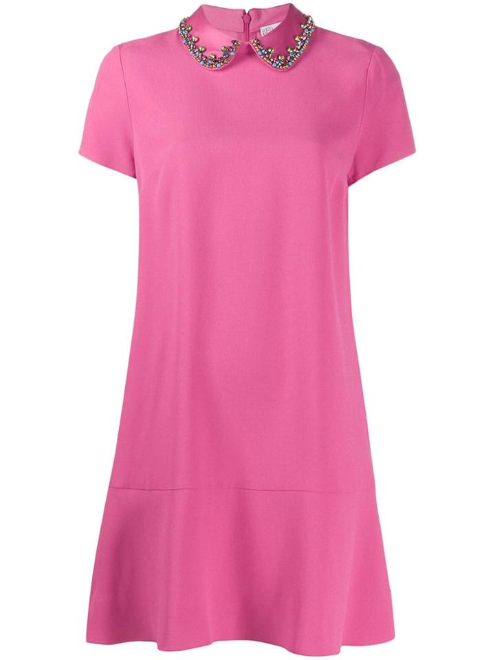 Red Valentino Embellished Peter Pan Collar Dress - Pink