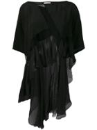 Faith Connexion Ruffled Mesh Panel Blouse - Black