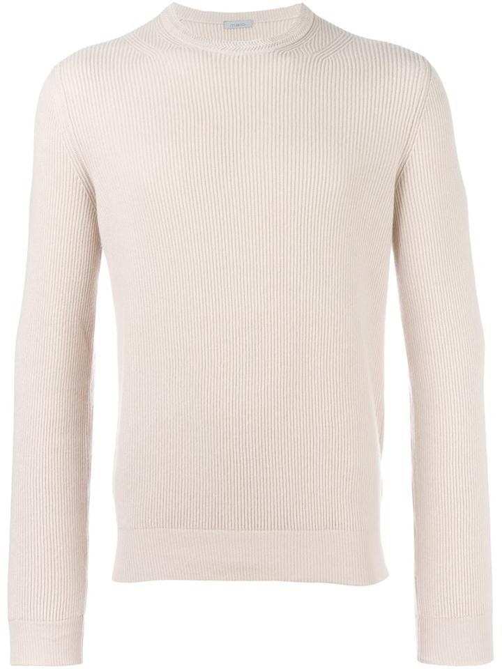 Malo Ribbed Crew Neck Sweater, Men's, Size: 54, Nude/neutrals, Cashmere