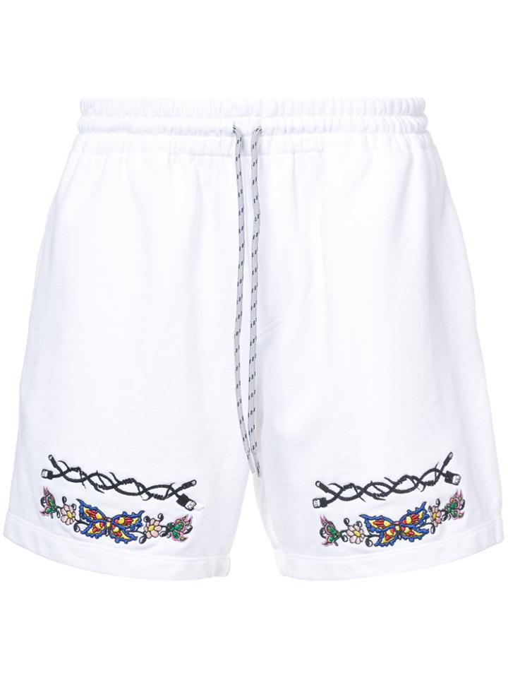 Rochambeau Embroidered Butterfly Shorts - White