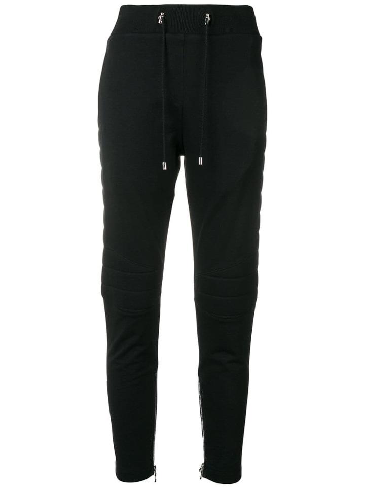 Balmain High-waisted Drawstring Trousers - Black