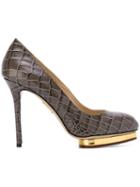 Charlotte Olympia Dotty 110 Pumps, Women's, Size: 40, Grey, Calf Leather/leather