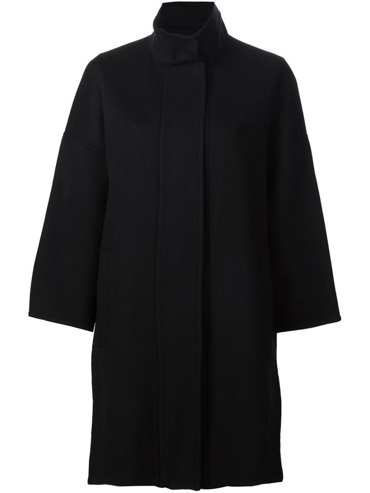 Vince High Neck Duffle Coat, Women's, Size: Small, Black, Wool