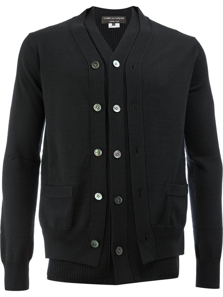 Comme Des Garçons Homme Plus Double Placket Knitted Cardigan - Black
