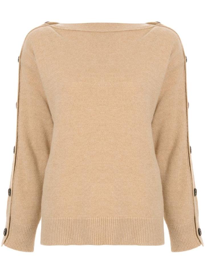 System Buttoned Long Sleeve Jumper - Brown