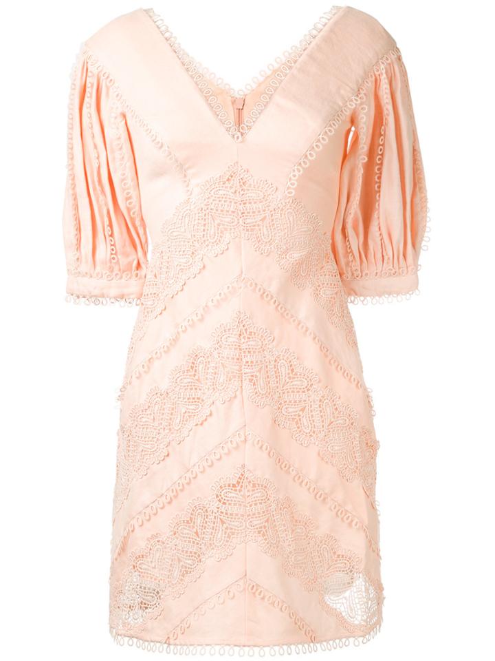 Zimmermann Embroidered V-neck Dress - Pink & Purple